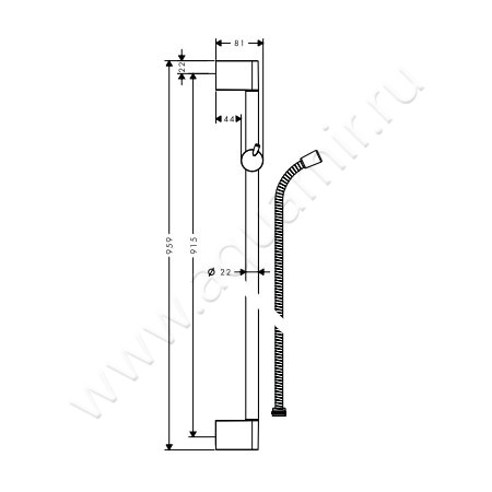 Штанга для душа Hansgrohe Unica Crometta 27614000 размеры