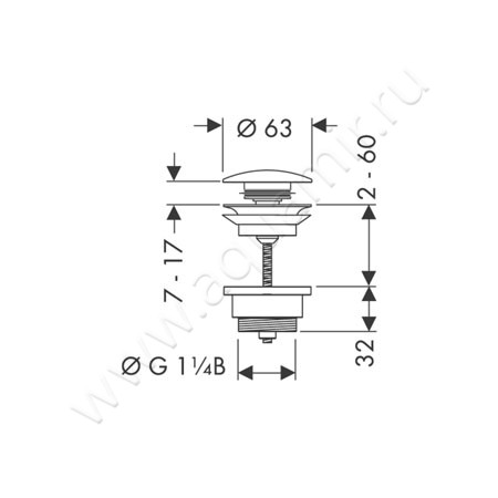 Донный клапан Hansgrohe 50100000 размеры