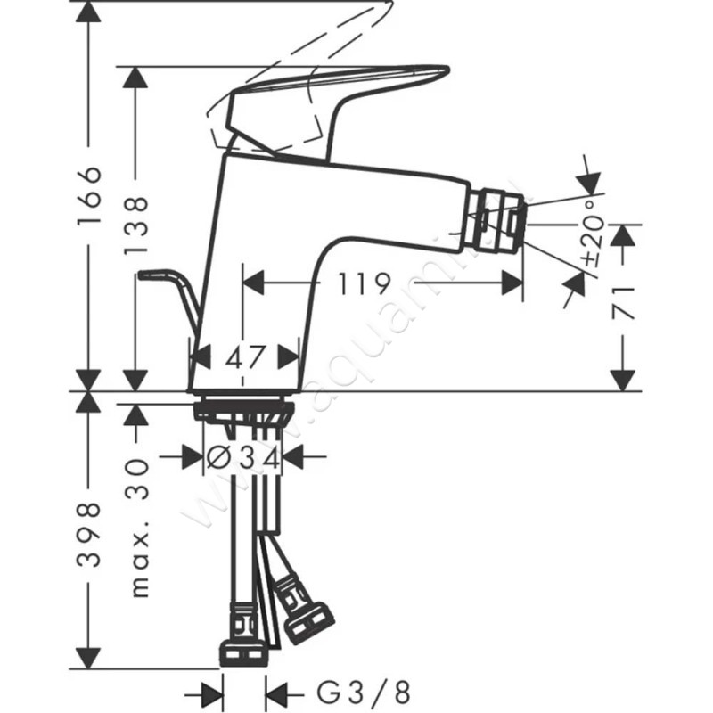 Смеситель для биде Hansgrohe Logis 71203000 размеры
