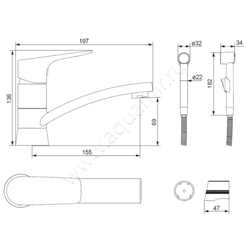 Смеситель Damixa Jupiter 770230001 размеры