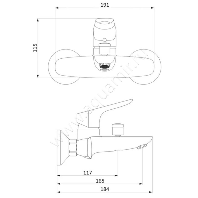 Смеситель для ванны Damixa Jupiter 771000301 размеры