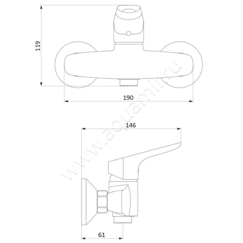 Смеситель для душа Damixa Jupiter 772000001 размеры