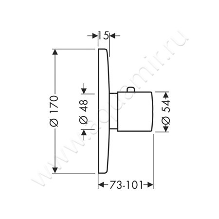 Термостатический смеситель для душа Hansgrohe Axor Uno 38715000 размеры