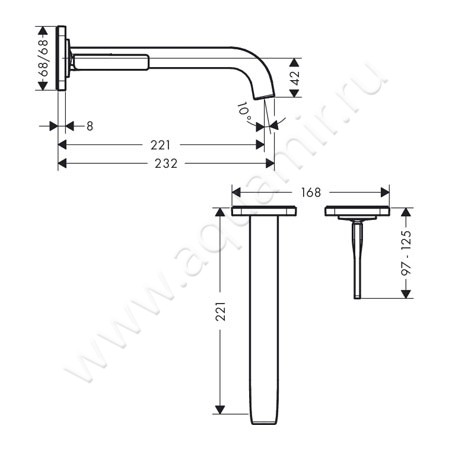 Смеситель для раковины Hansgrohe Axor Citterio E 36106000 размеры