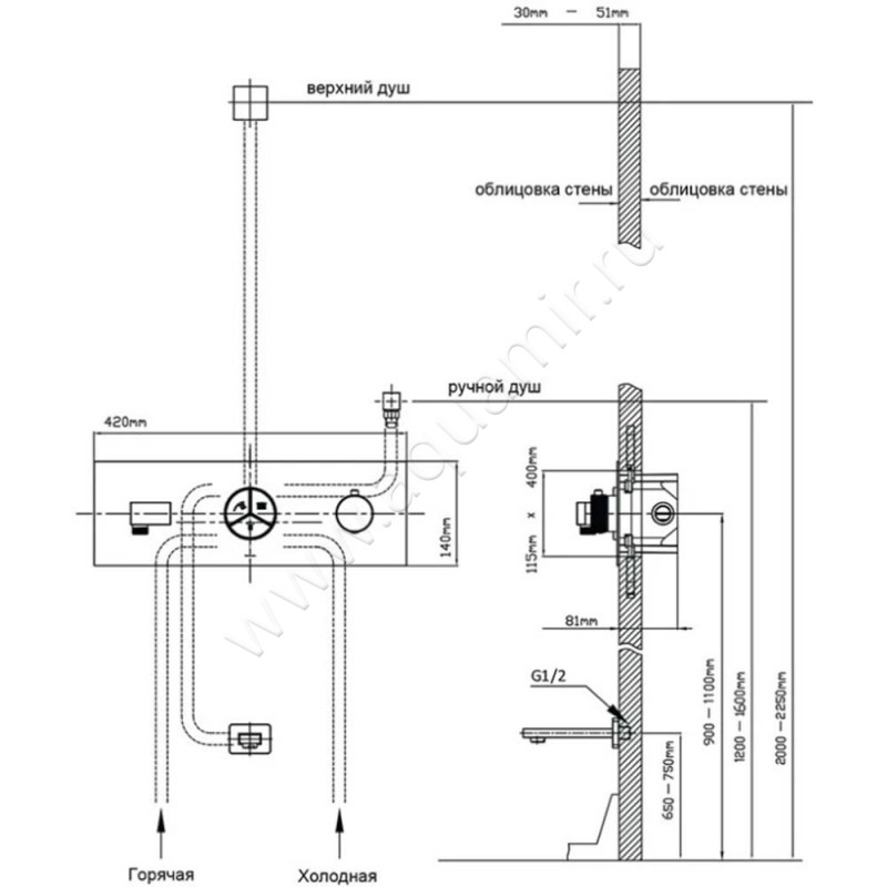 Смеситель Vincea VSCV432TMB размеры