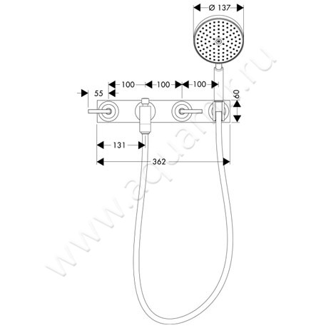 Смеситель для ванны/душа Hansgrohe Axor Citterio 39442000 размеры