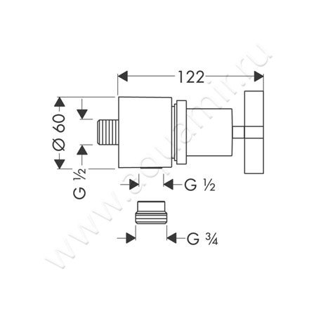 Шланговое подсоединение Hansgrohe Axor Fixfit Stop 39883000 размеры