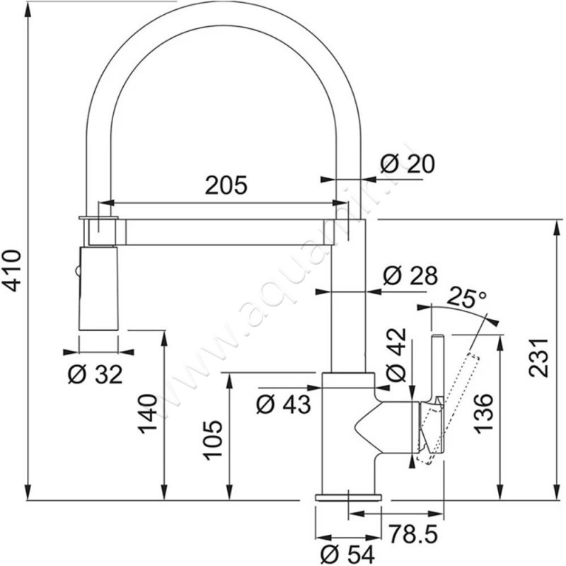 Смеситель для кухни Franke Lina Semi Pro 1150626088 размеры