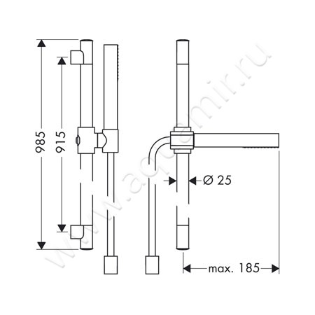 Душевой гарнитур Hansgrohe Axor Starck 27983000 размеры