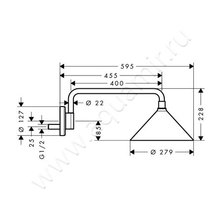 Верхний душ Hansgrohe Axor ShowerCollection 26021000 размеры