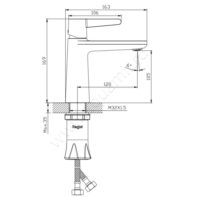 Смеситель для раковины Raglo R32 R3210 размеры