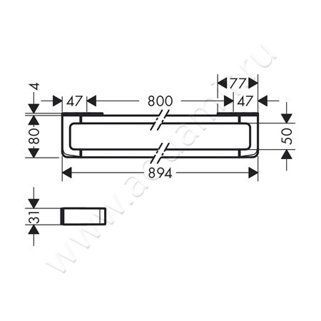 Полотенцедержатель Hansgrohe Axor Universal accessoires 42833000 размеры