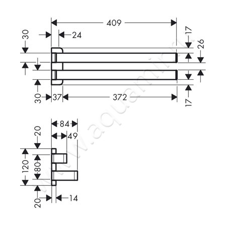 Полотенцедержатель Hansgrohe Axor Universal accessoires 42821000 размеры