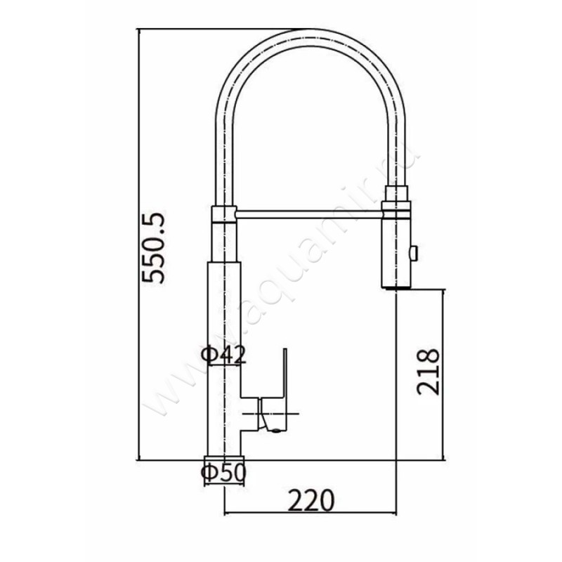 Смеситель для кухни Fashun A541028 размеры