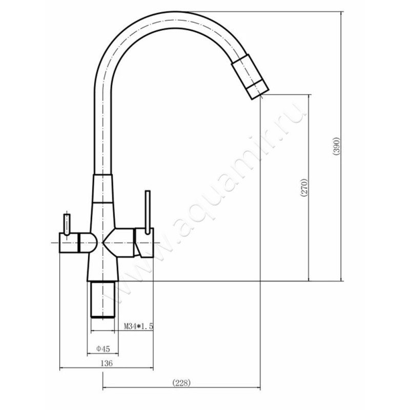 Смеситель Fashun A43628 размеры