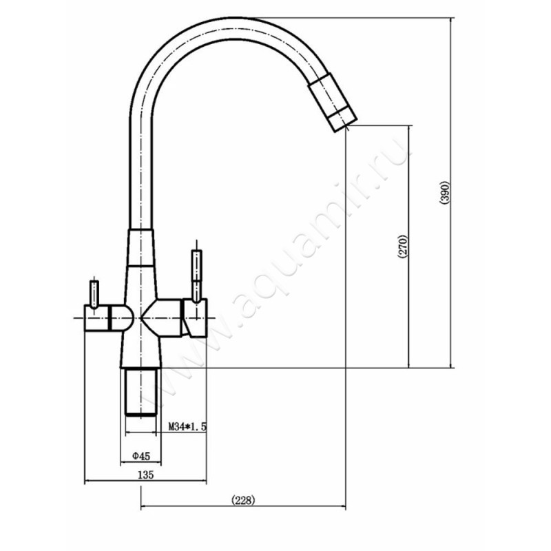 Смеситель для кухни Fashun A540297 размеры