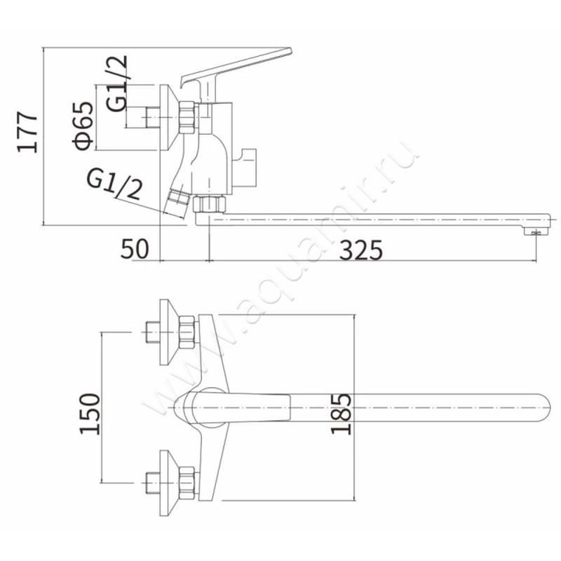Смеситель для ванны Fashun A22818 размеры