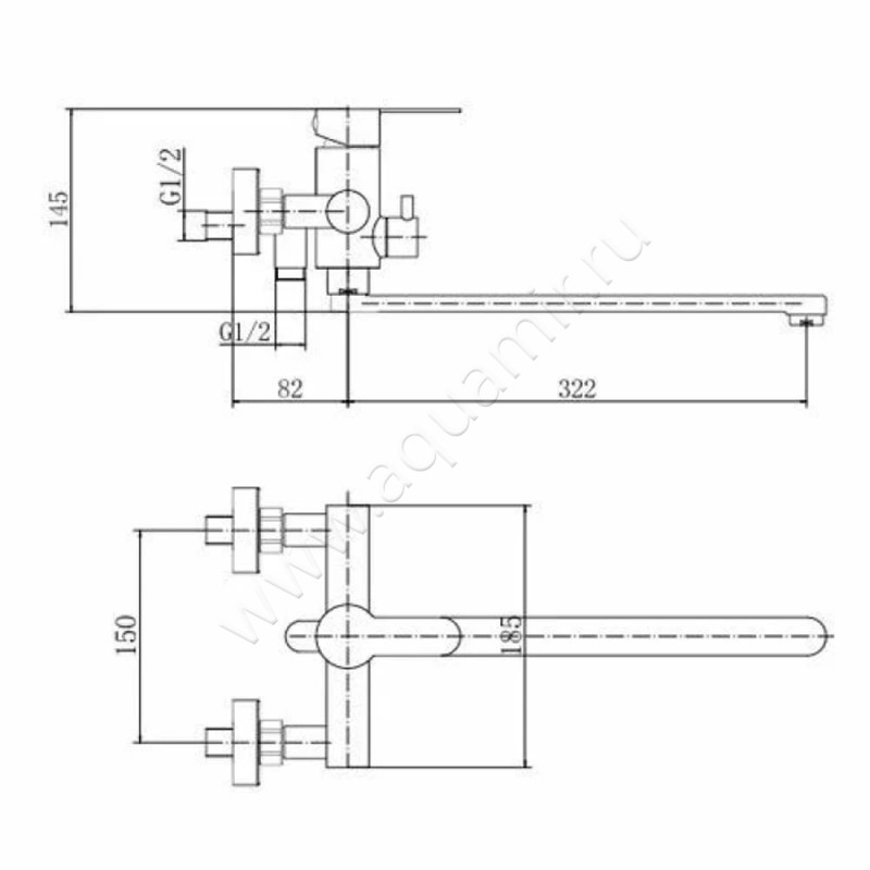 Смеситель для ванны Fashun A522018 размеры