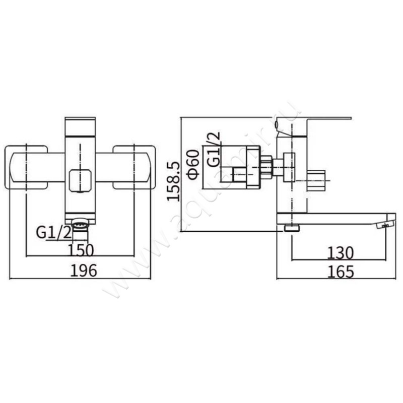 Смеситель для ванны Fashun A530027 размеры