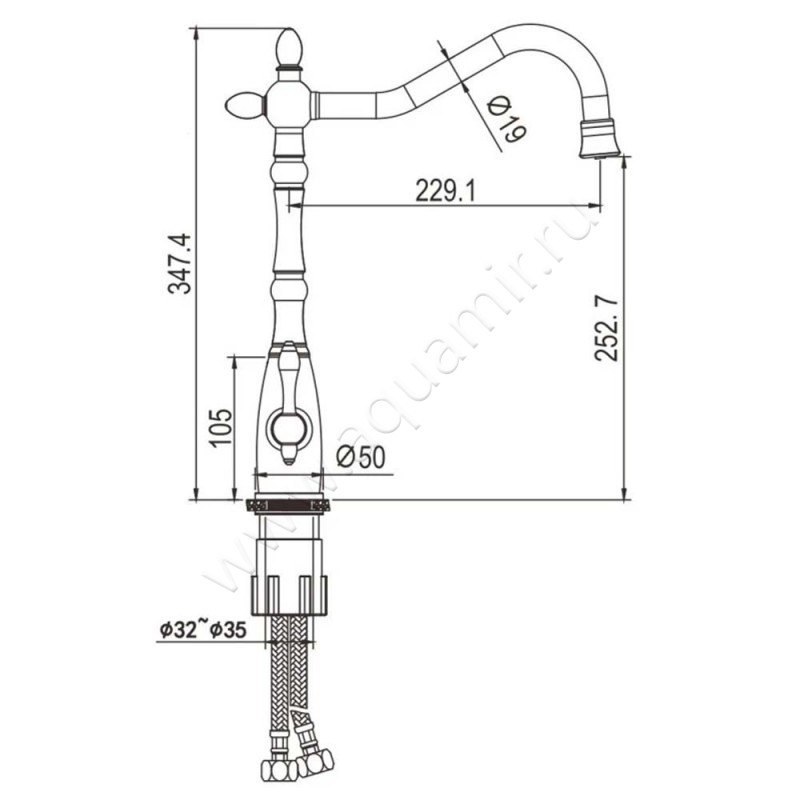 Смеситель Rose R158 R158 размеры