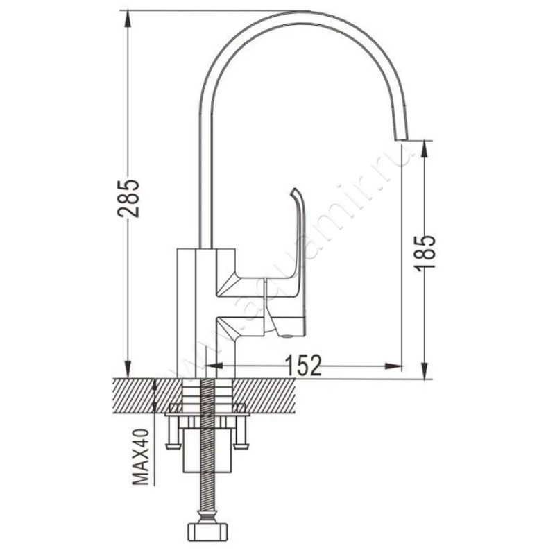 Смеситель для кухни Rose R1713 размеры