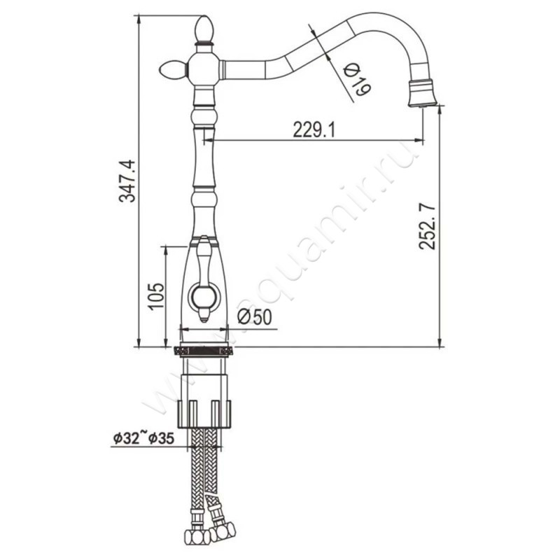 Смеситель Rose R158 R158Q размеры