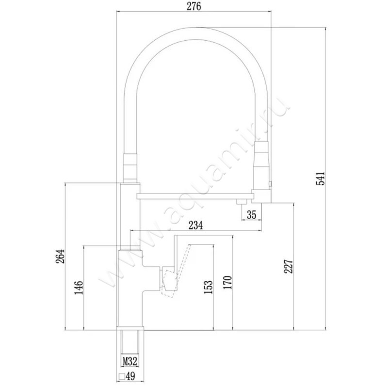 Смеситель Savol S-L1809H-01 размеры