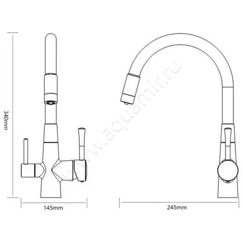 Смеситель Savol S-L1806C-12 размеры