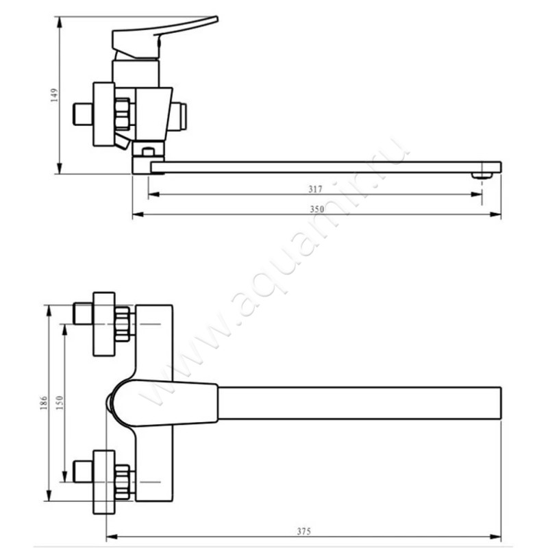 Смеситель для ванны Savol SK-H3002 размеры