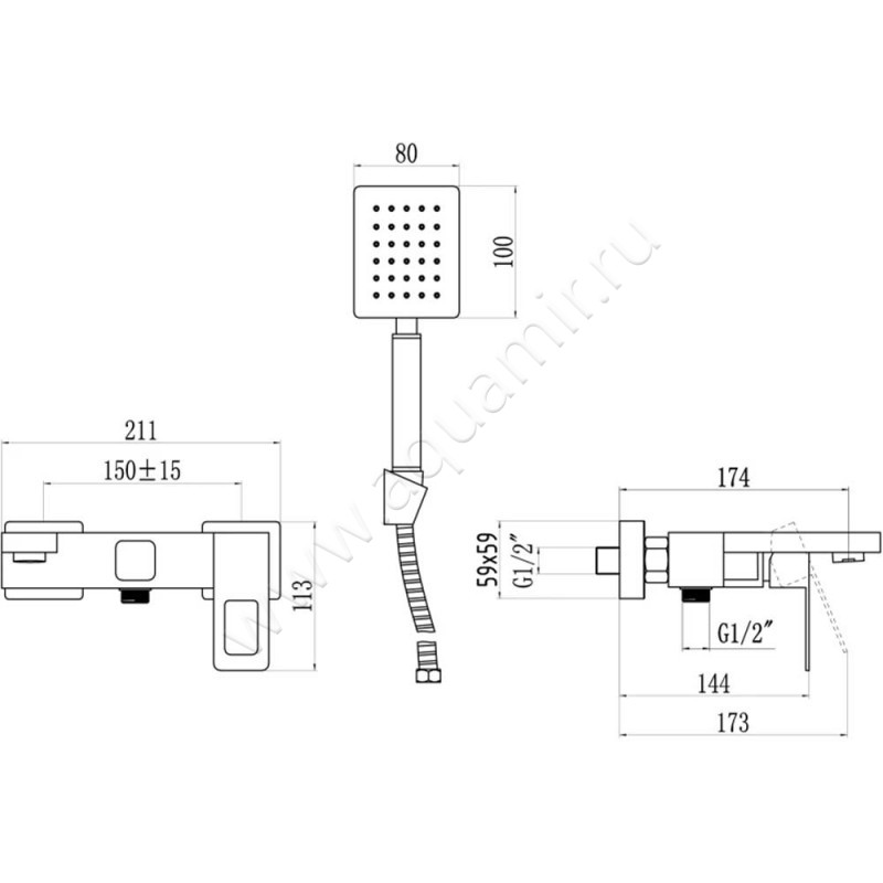 Смеситель для ванны Savol S-SUS4003 размеры