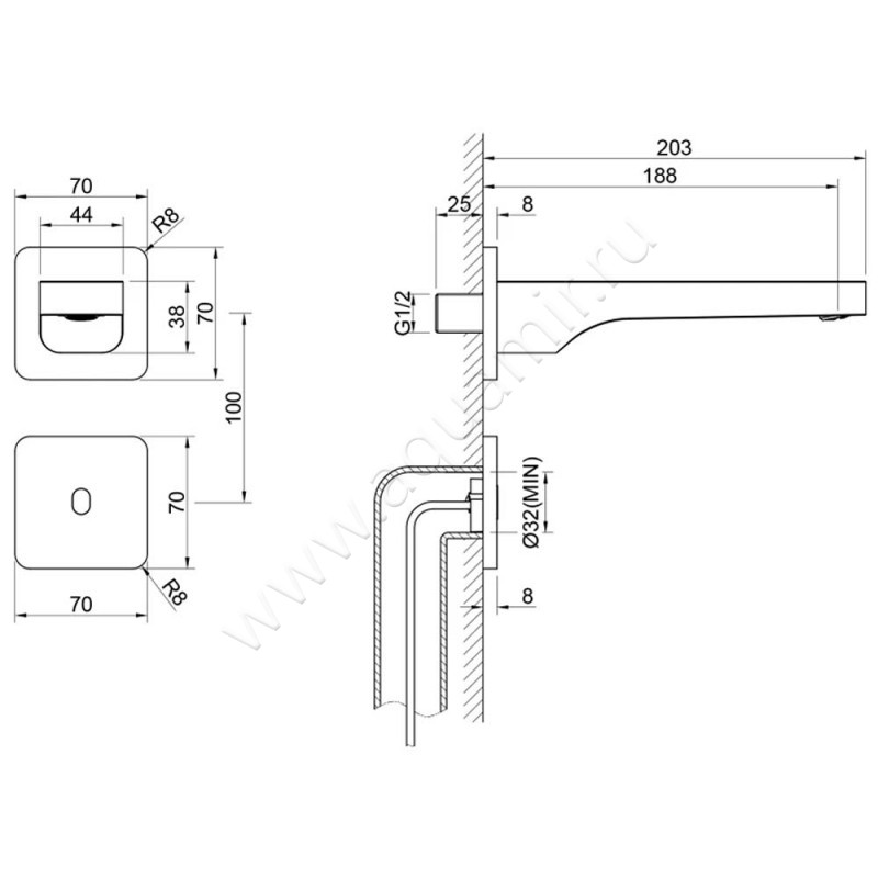 Смеситель Timo Torne 437303SM размеры