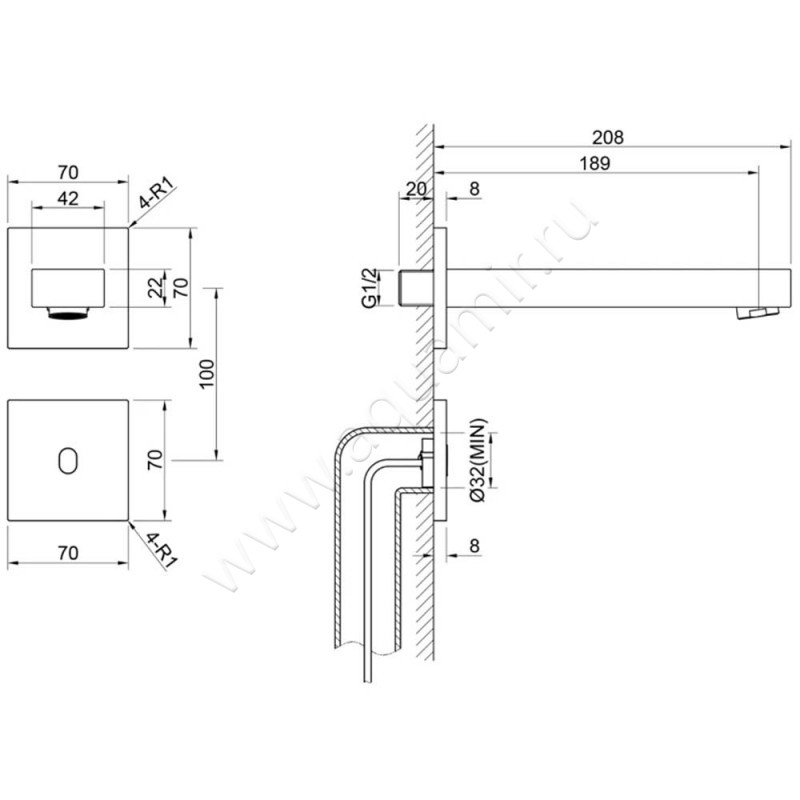 Смеситель Timo Selene 207300SM размеры