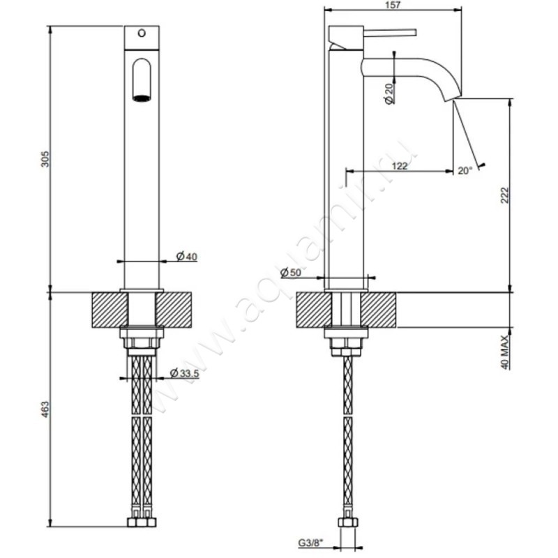 Смеситель Gessi316 54009239 размеры