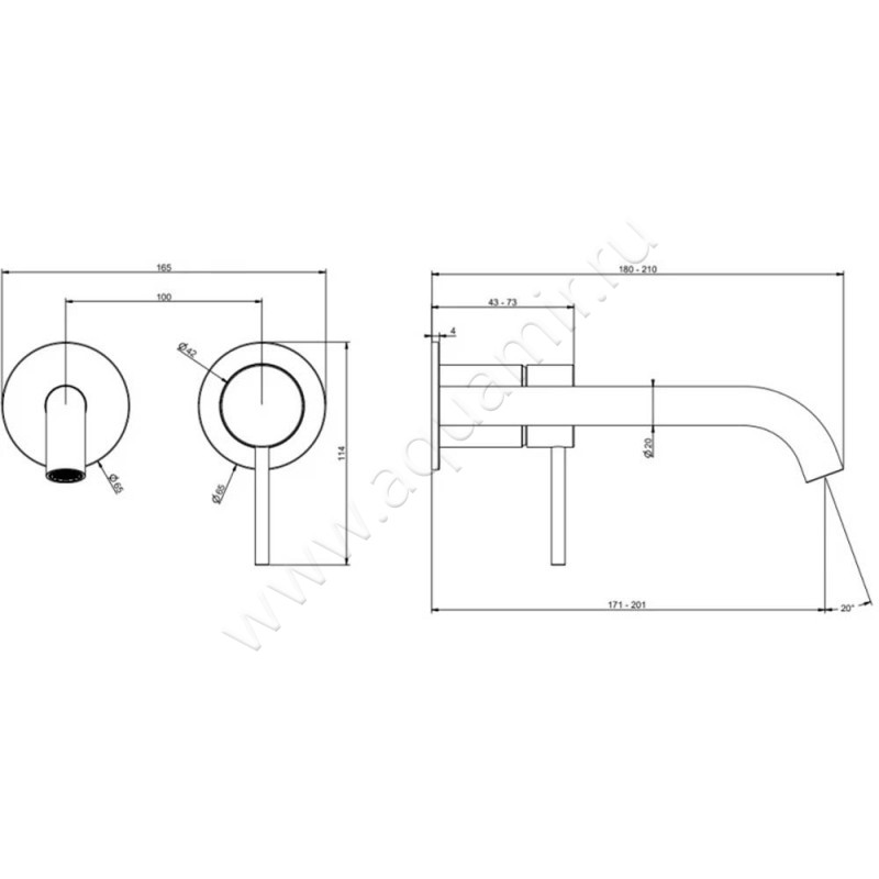Смеситель Gessi316 54086299 размеры
