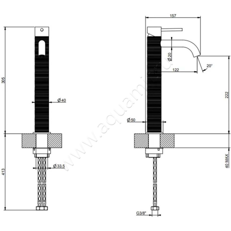 Смеситель Gessi316 54309707 размеры