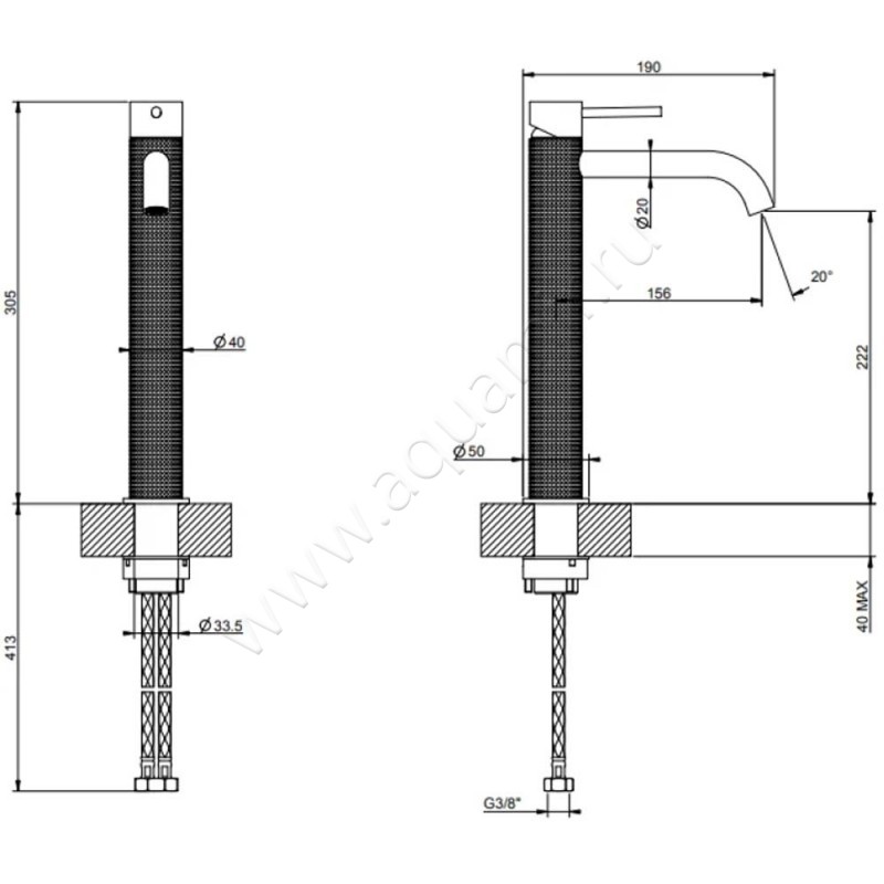 Смеситель Gessi316 54406239 размеры