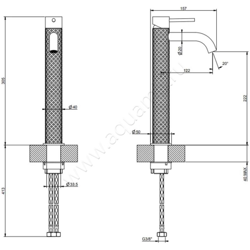 Смеситель Gessi316 54109239 размеры