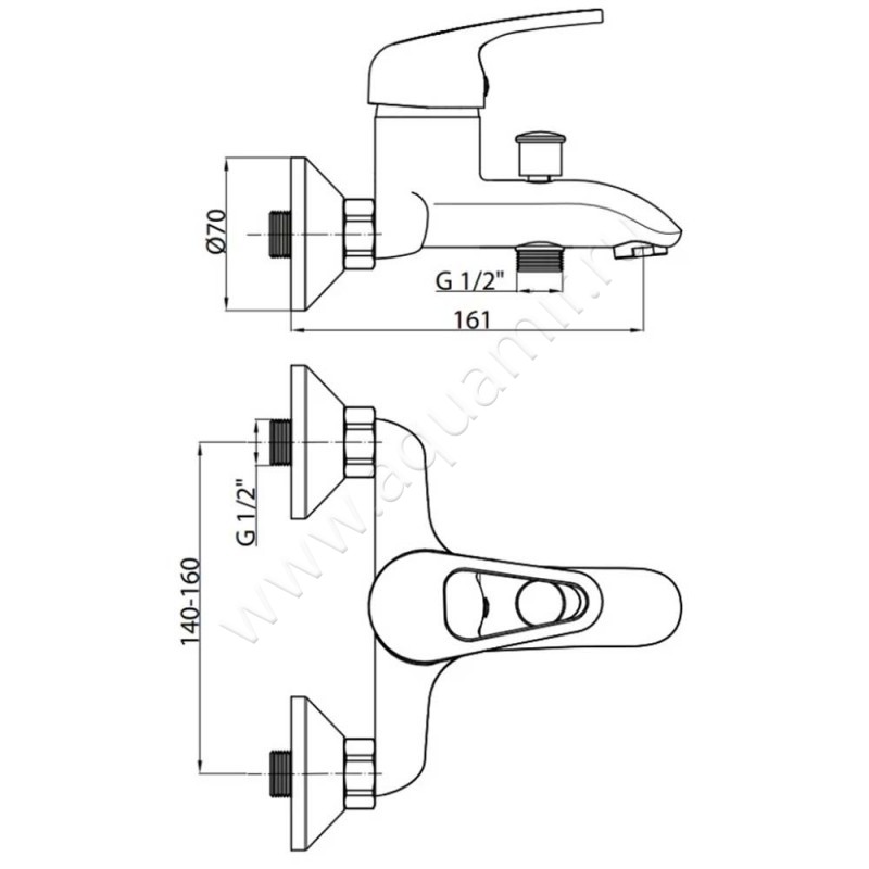 Смеситель для ванны GPD Nerida BB20 размеры