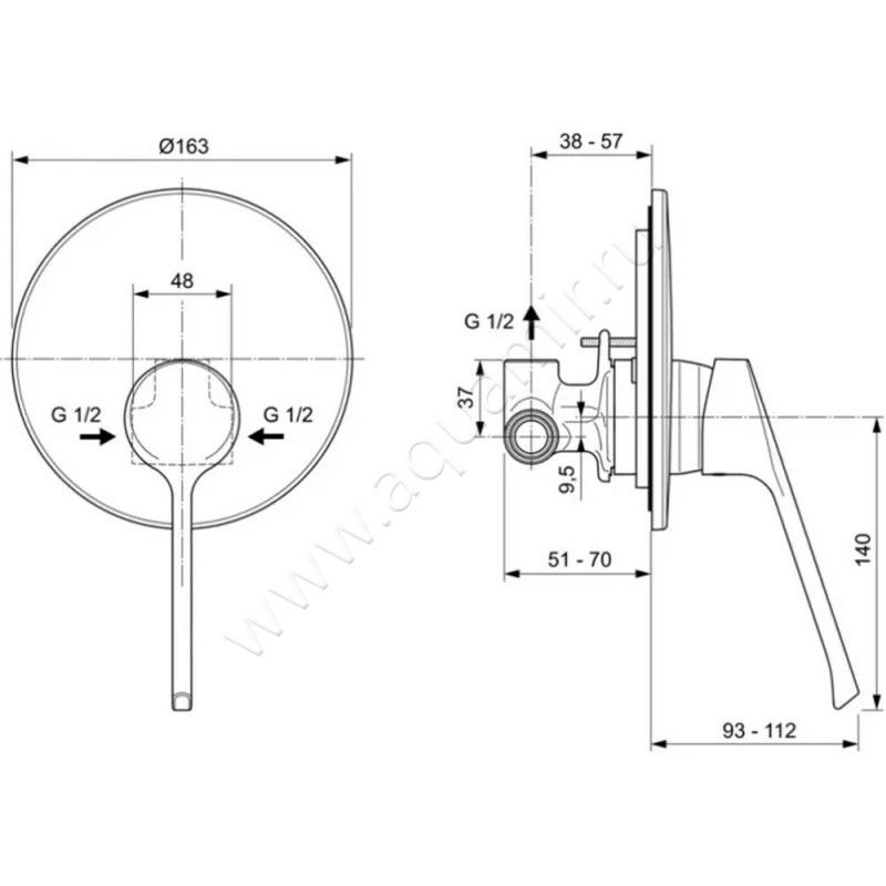Смеситель Ideal Standard Base A6727AA размеры