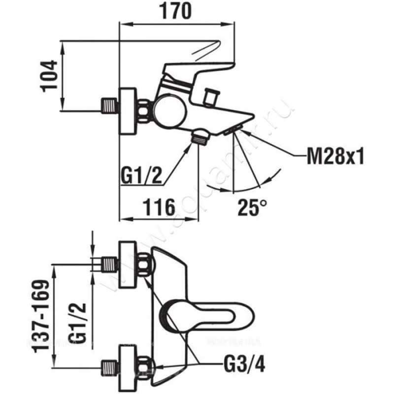 Смеситель для ванны Laufen Twinpro 3215070044001 размеры