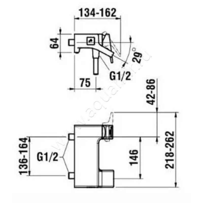 Смеситель для ванны Laufen Sense HF901260100000 размеры