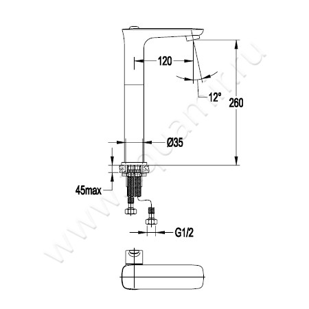 Смеситель для раковины Cezares Tesoro TESORO-LC-01 размеры
