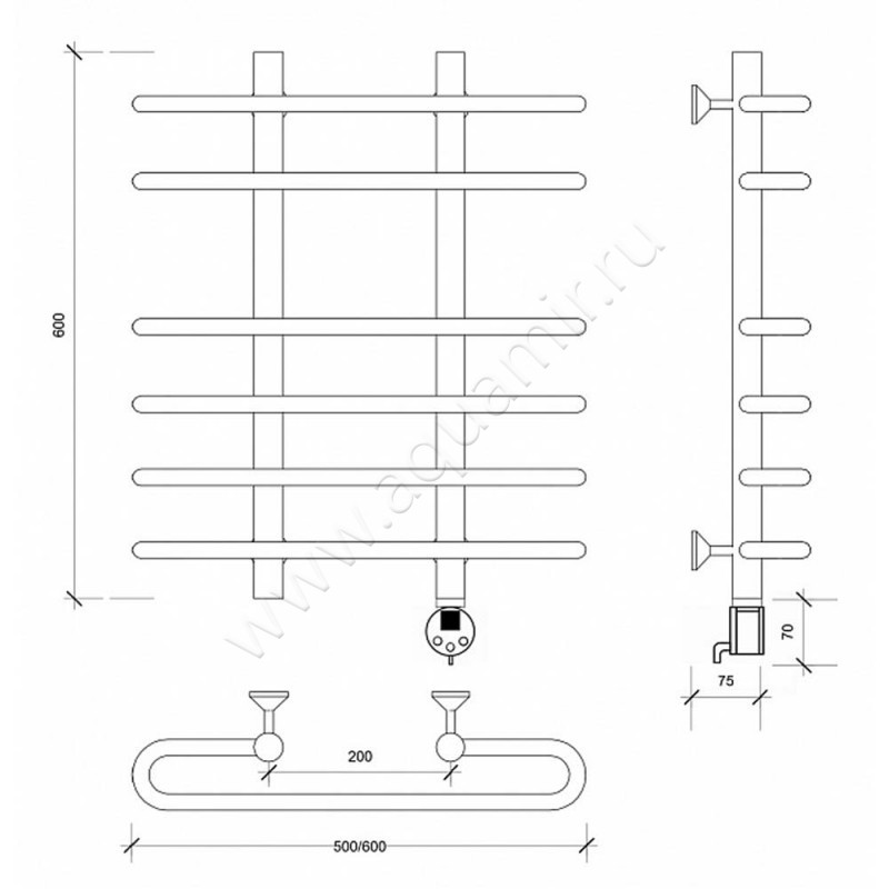 Полотенцесушитель электрический Secado Венеция 5 4603777454746 размеры