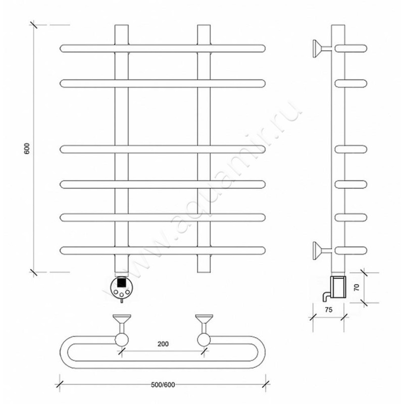 Полотенцесушитель электрический Secado Венеция 5 4603777454746 размеры