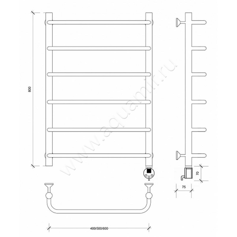 Полотенцесушитель электрический Secado Мерида 1 4603777452070 размеры
