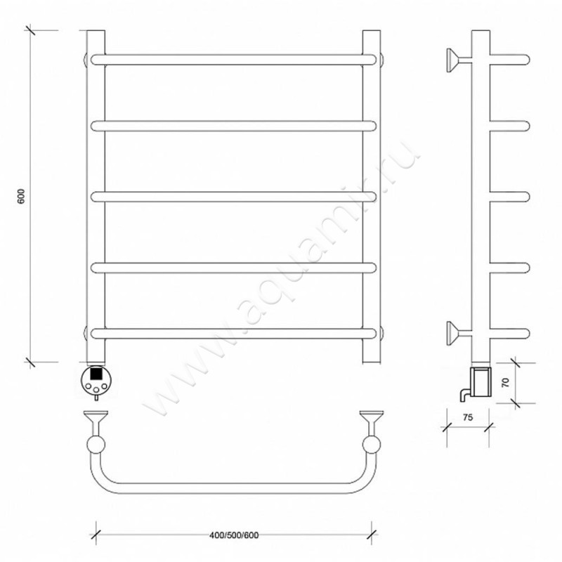 Полотенцесушитель электрический Secado Мерида 1 4603777452063 размеры