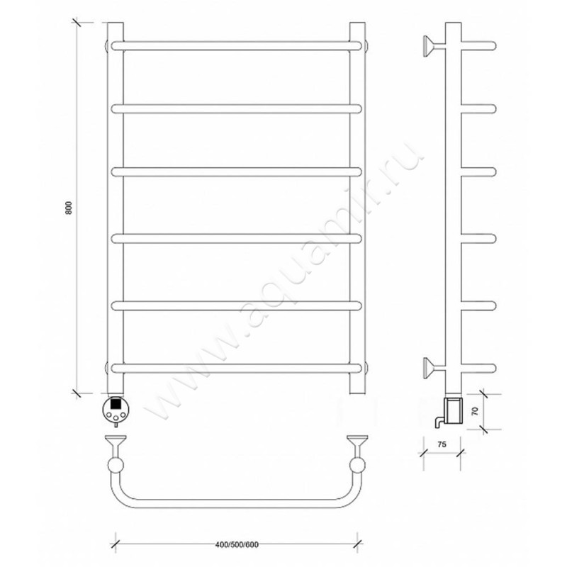 Полотенцесушитель электрический Secado Мерида 1 4603759408552 размеры