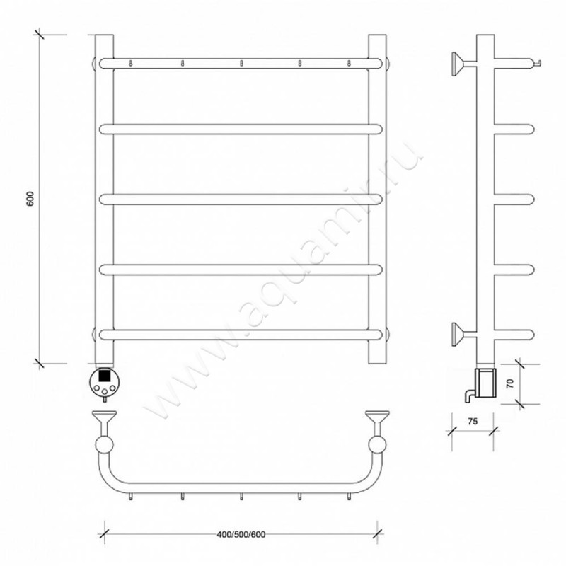 Полотенцесушитель электрический Secado Мерида 1 4603759405919 размеры