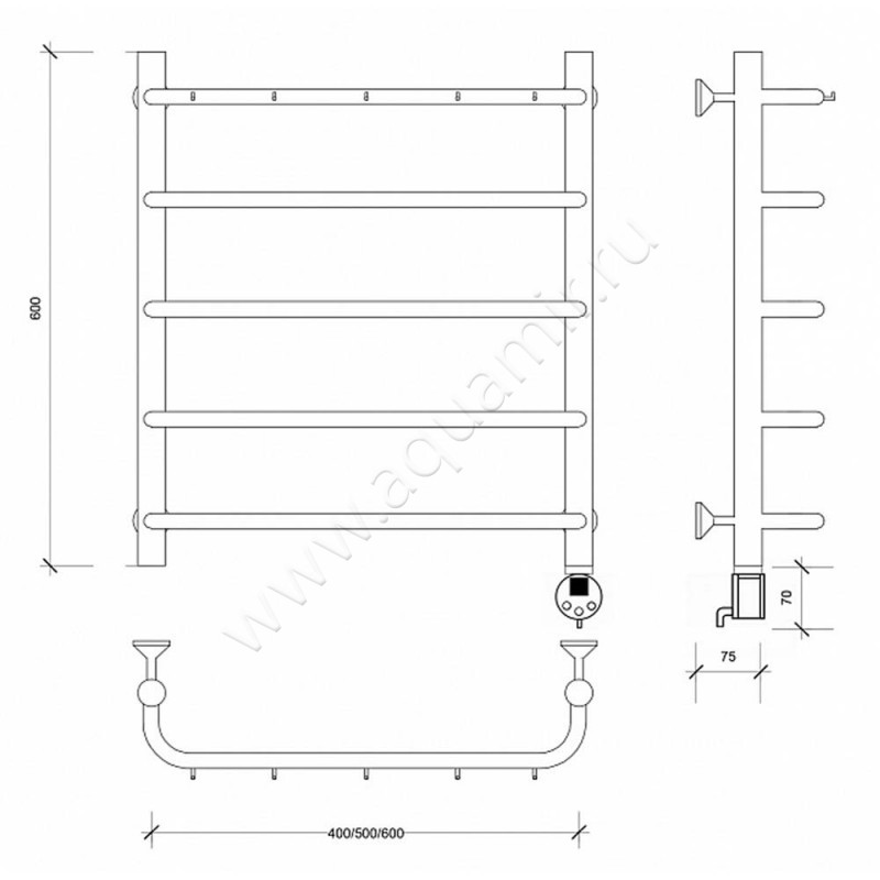 Полотенцесушитель электрический Secado Мерида 1 4603777452216 размеры