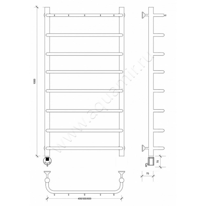 Полотенцесушитель электрический Secado Мерида 1 4603777452292 размеры